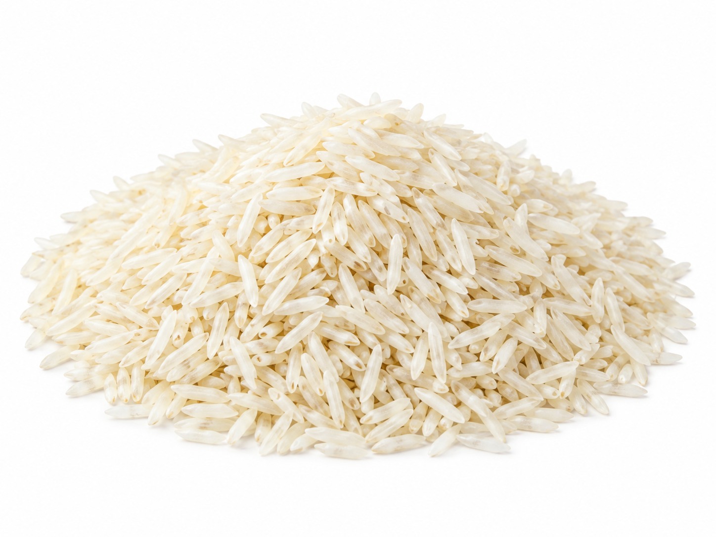 Long grain rice — raw uncooked white basmati-style grain, Indian origin